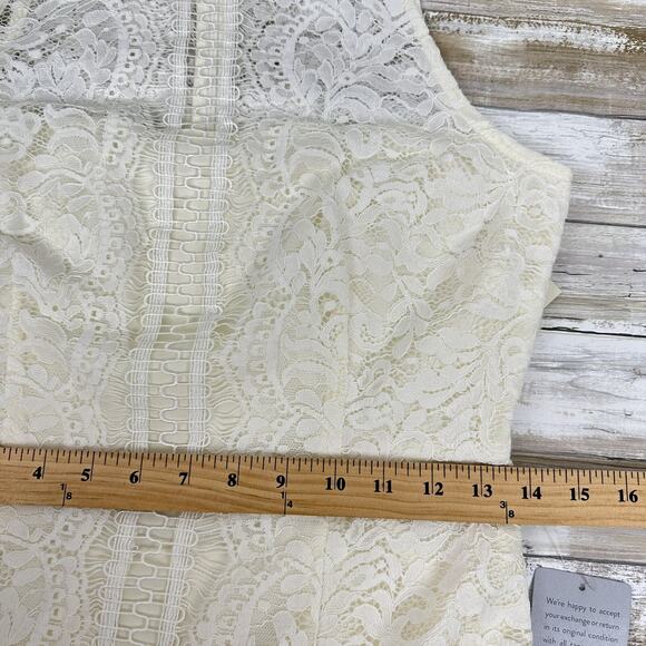 Eliza J White Lace Dress Size 4 Illusion Sheath Ivory Knee Length Graduation New - Picture 13 of 16